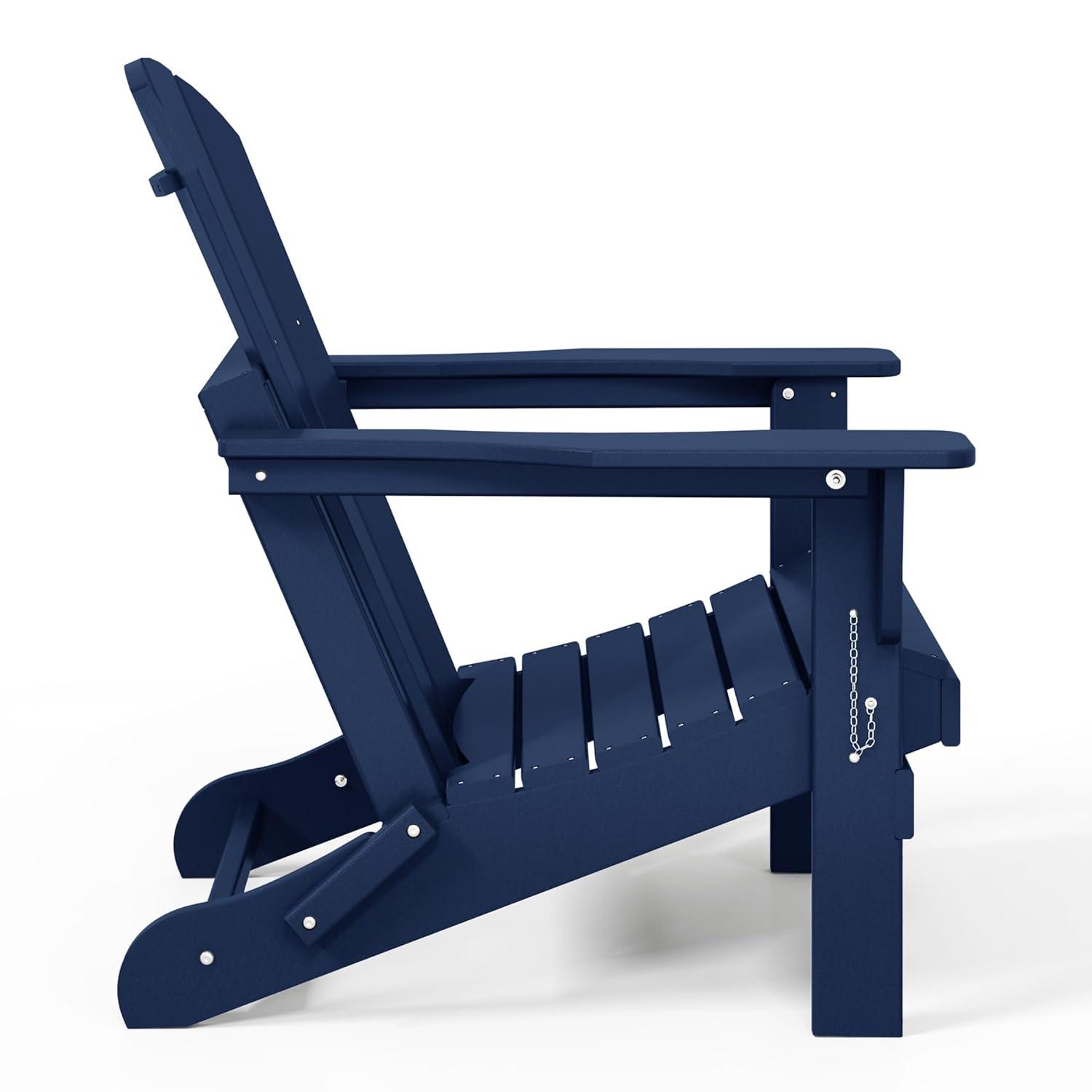 WestinTrends Malibu HDPE Outdoor Folding Poly Adirondack Chair (Set of 2), Navy Blue