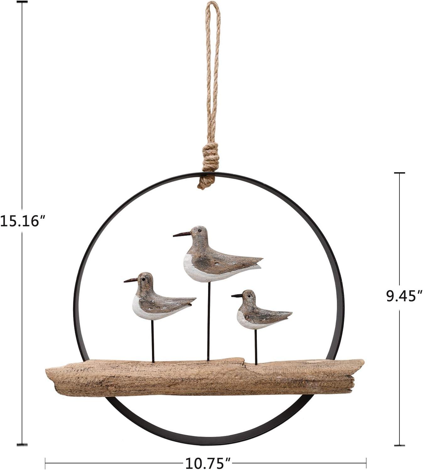 Rustic Wood and Metal Seagull Wall Hanging Decor