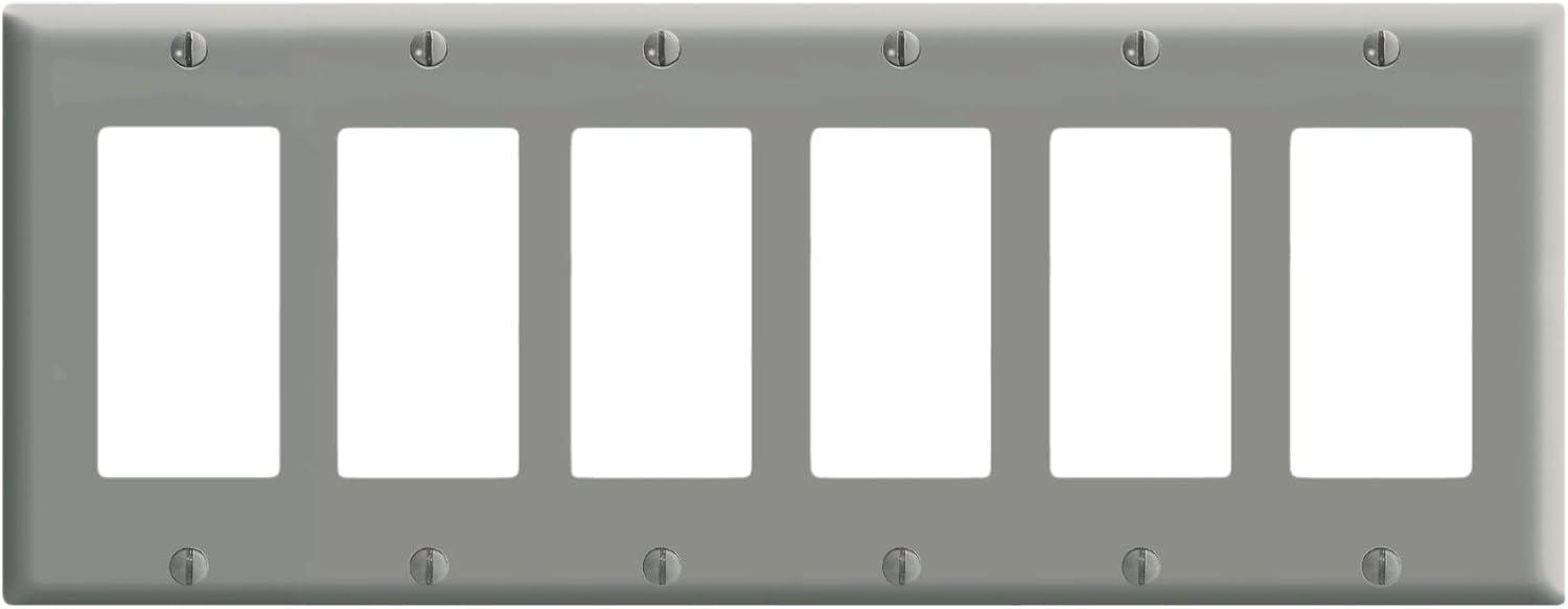 Gray 6-Gang Thermoset Plastic Wall Plate