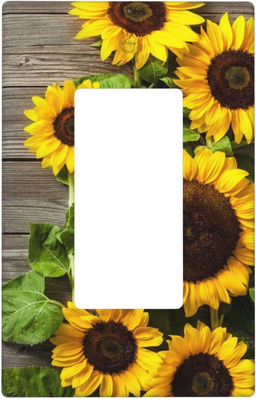 ZICANCN Outlet Covers Wall Plate, Sunflowers Nature Beige Background Light Switch Cover Decorative, Duplex Toggle Combo 1-Gang