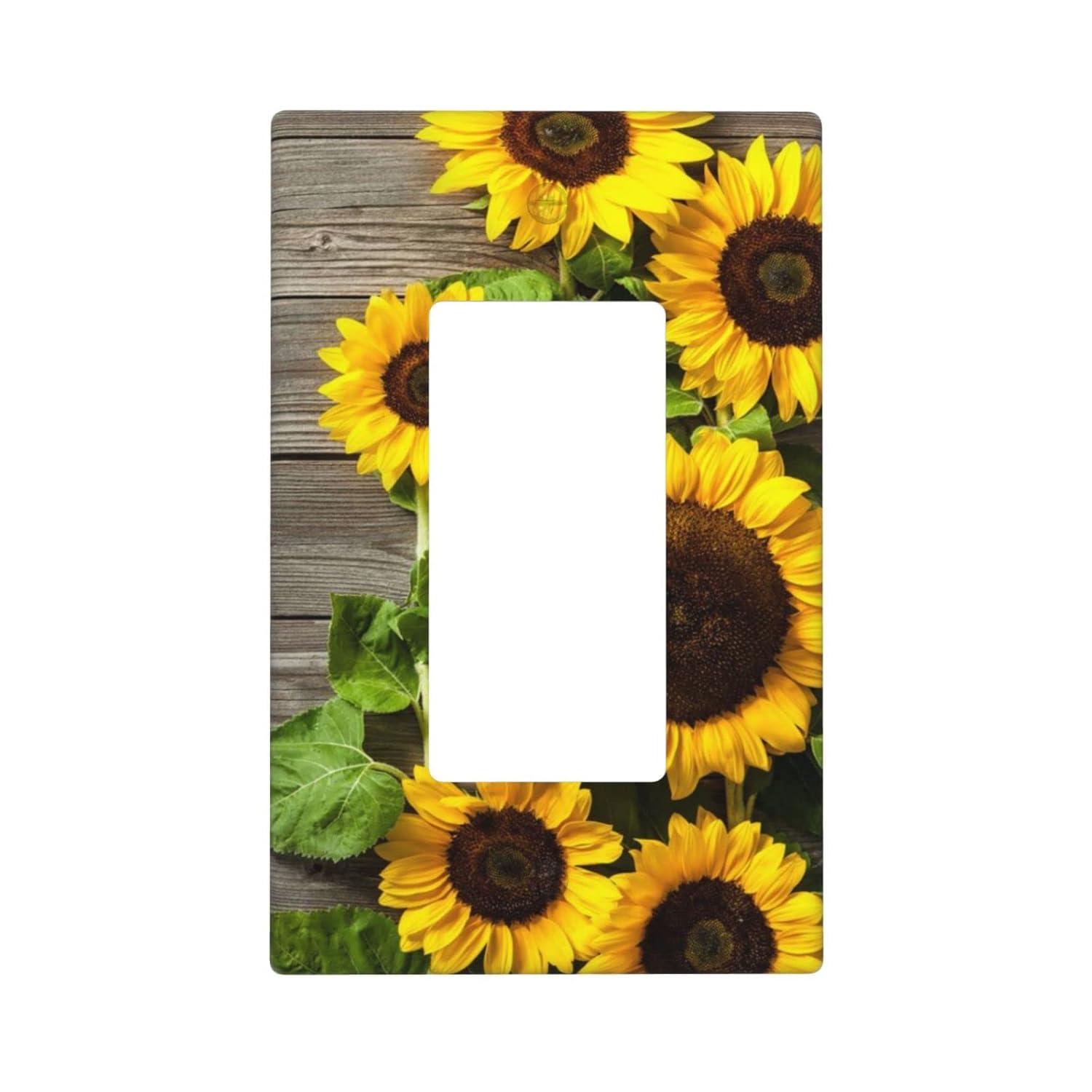ZICANCN Outlet Covers Wall Plate, Sunflowers Nature Beige Background Light Switch Cover Decorative, Duplex Toggle Combo 1-Gang