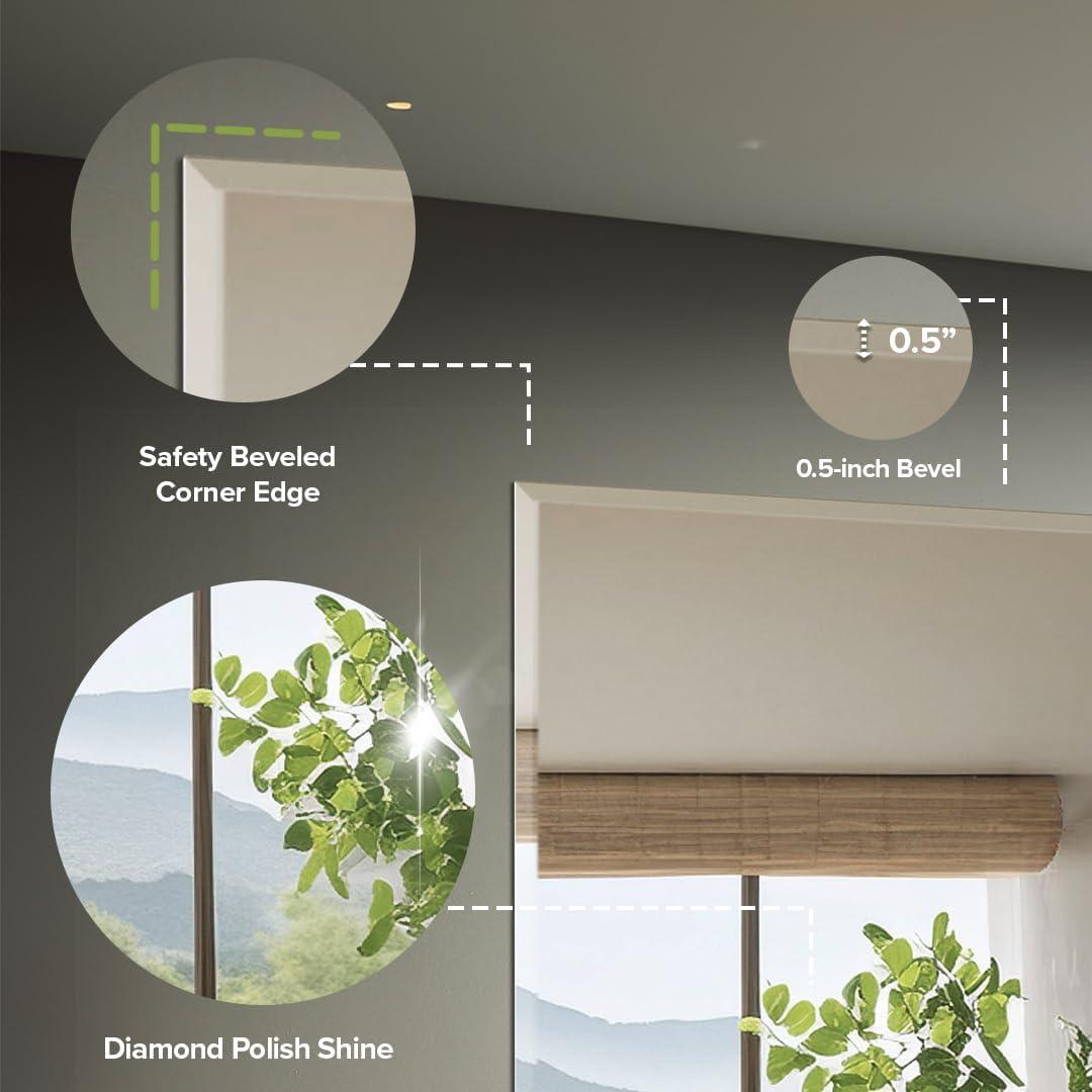Gatco Flush Mount Frameless Beveled Wall Rectangle Mirror | Mount Landscape or Portrait