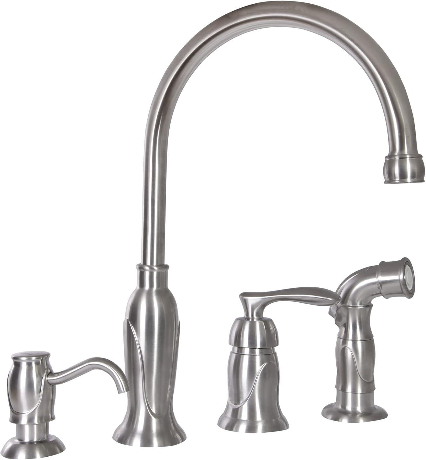 Satin Nickel Kitchen Faucet with Pull-out Spray and Soap Dispenser