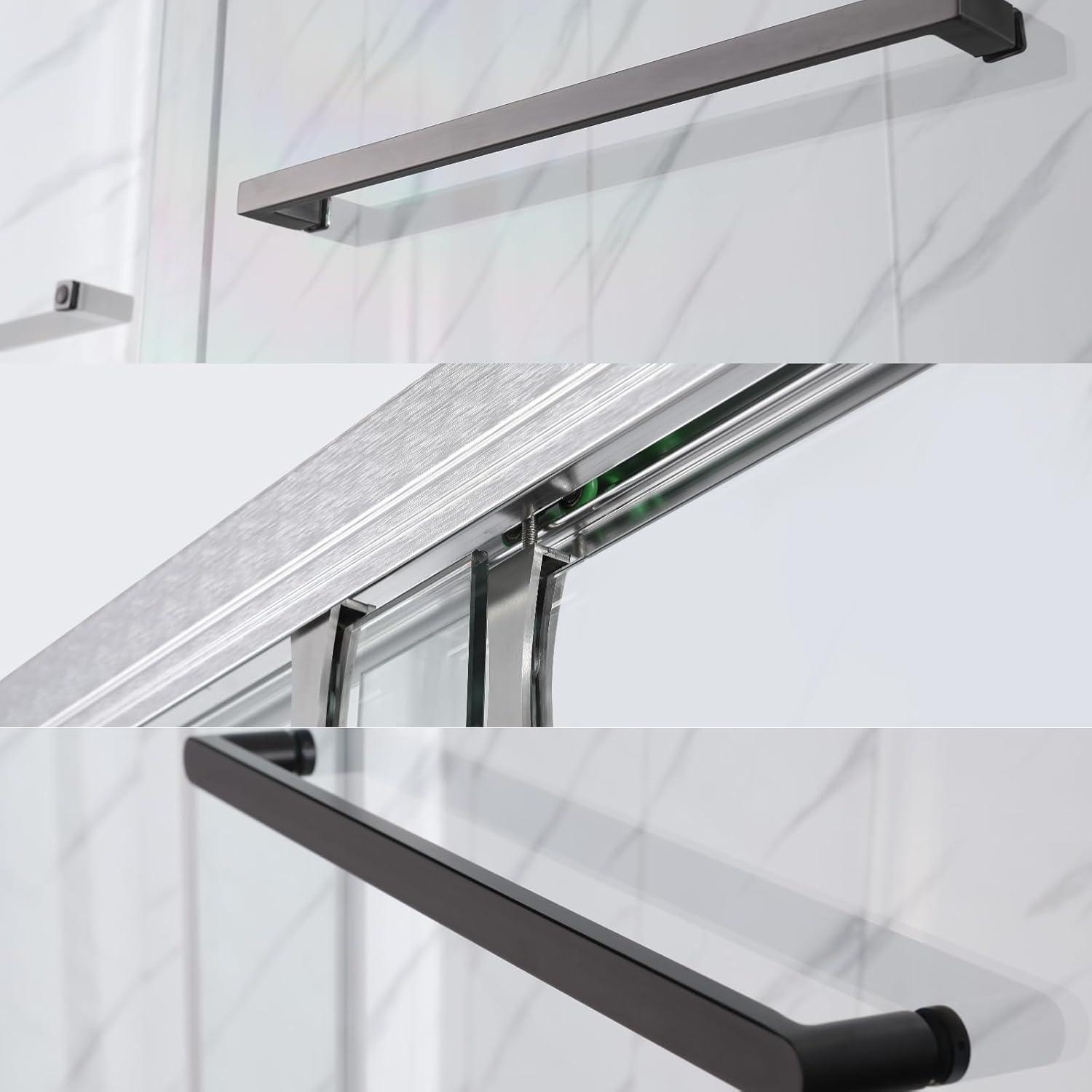 56-60 In. X 76 In Double Sliding Shower Door, 5/16 In Clear Tempered Glass Easy-Clean Coating Chrome