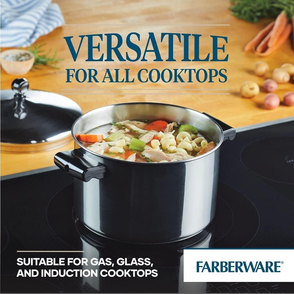 Farberware Classic Series 15pc Stainless Steel and Ceramic Cookware Pots and Pans Set Silver