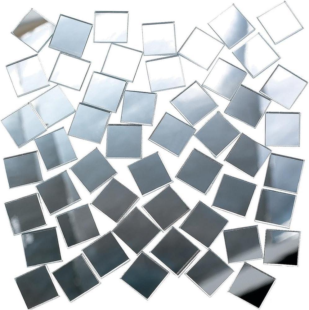 Glossy Silver Plastic Square Mirror Tiles for Crafts, 400 Pieces