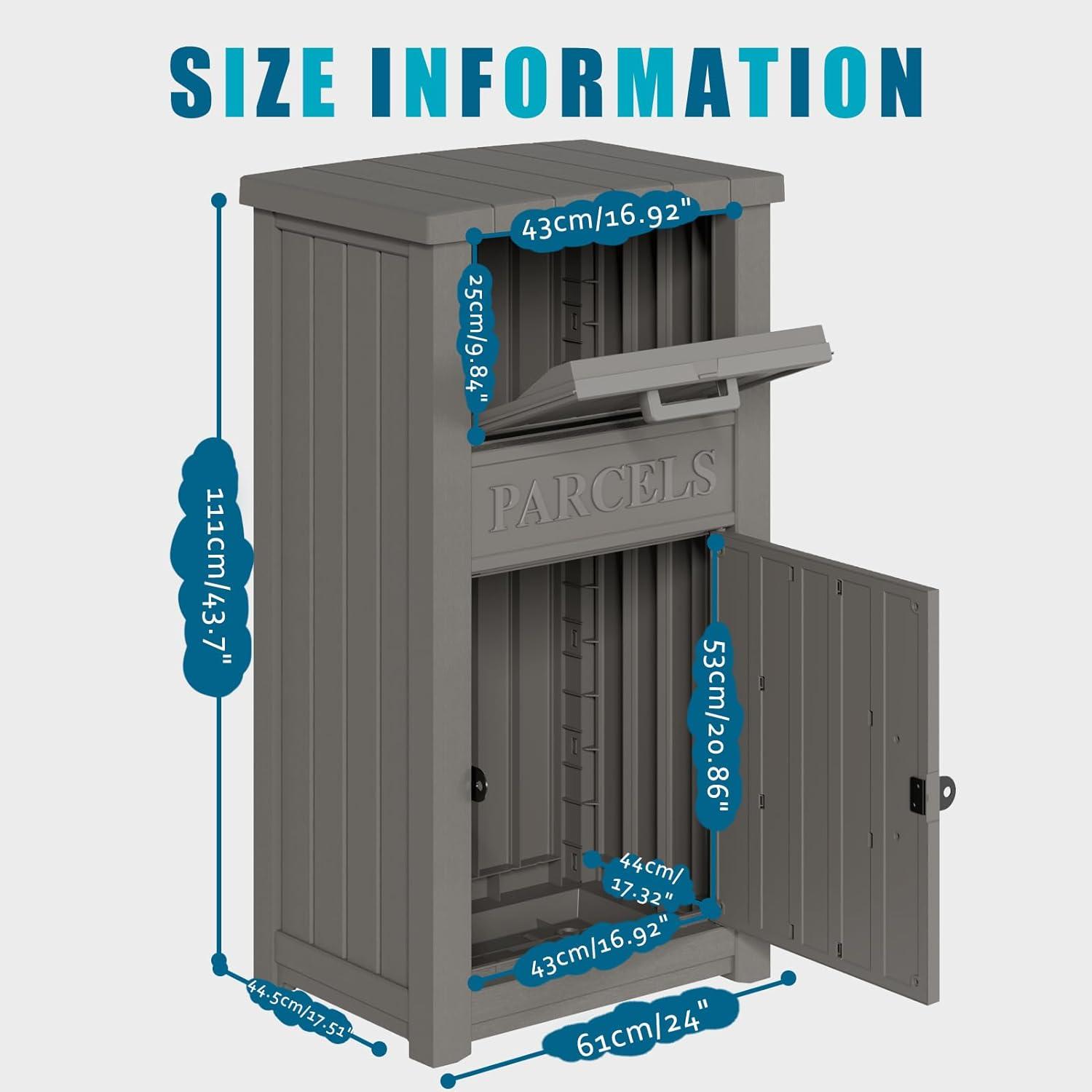LHBcraft Resin Package Drop Box, Lockable Package Delivery and Outdoor Storage Box