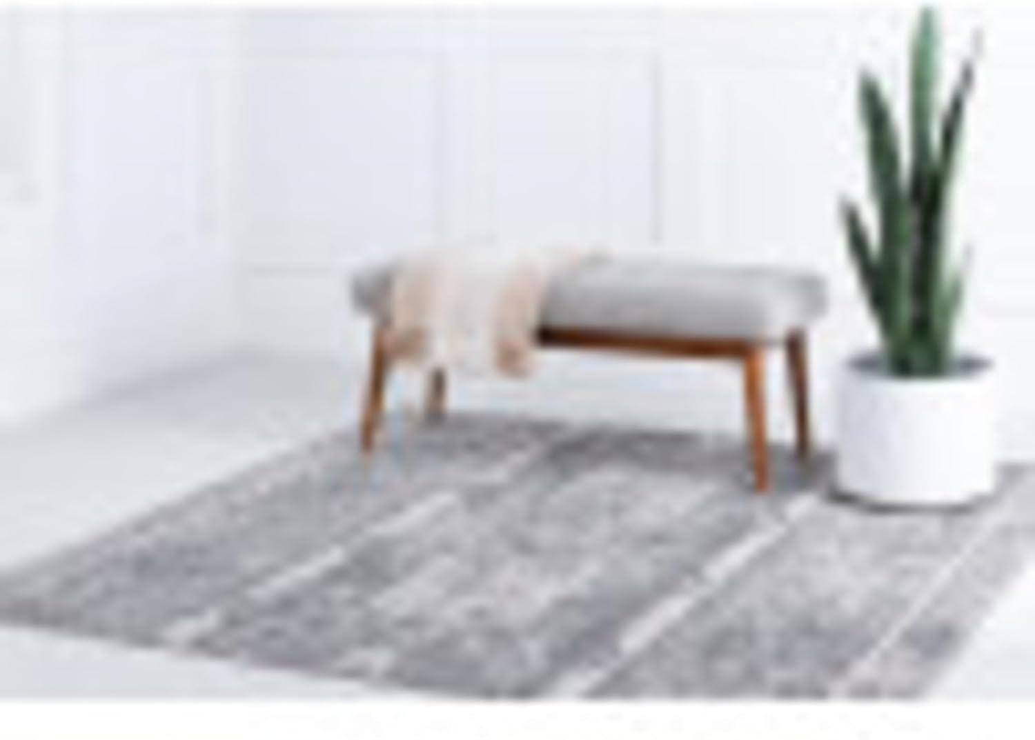 Unique Loom Portland Collection Area Rug - Depoe (4' 1" Square Gray/Ivory)