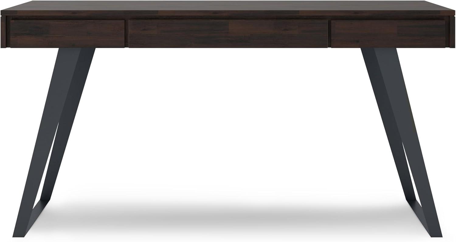 Simpli Home Lowry Solid Acacia Wood Desk In Distressed Hickory Brown