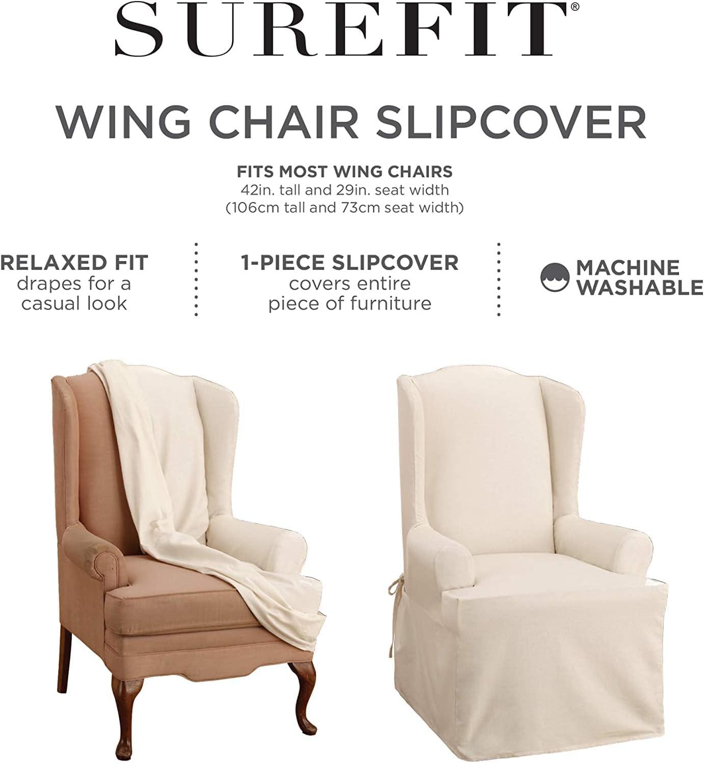 Essential Twill Cotton T-Cushion Wingback Slipcover