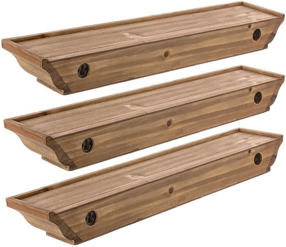 Muskoka Fitz Wooden Floating Shelves - Set Of 3, Sizes 24",Walnut - Perfect For Displaying Precious Frames Of Memory, Decorative Pieces For Home, Office, And Restaurant