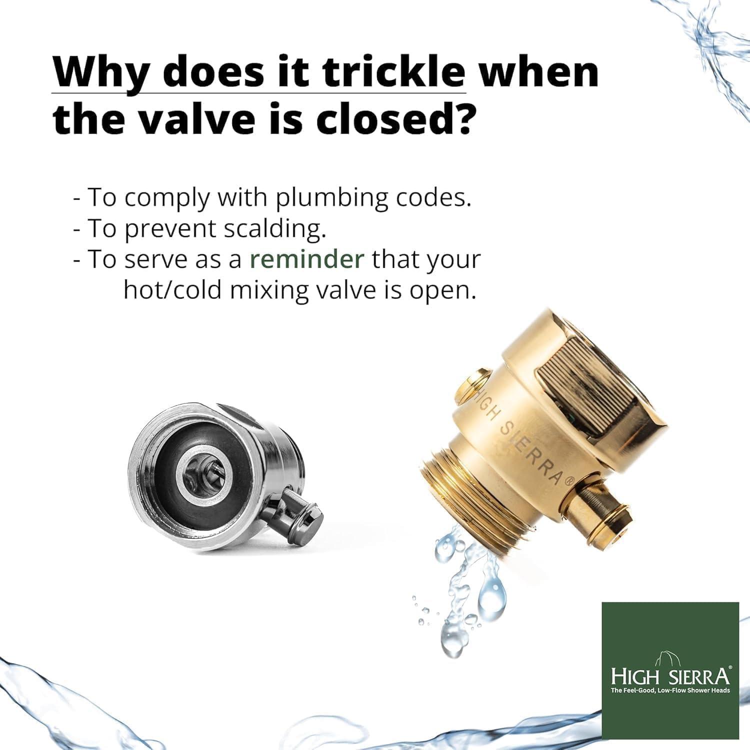 High Sierra Showerheads® - CLASSIC™ Solid Metal 1.25 GPM Award Winning, Ultra Low Flow Shower Head with Trickle Valve, Patented Nozzle Never Clogs - Brushed Nickel Finish