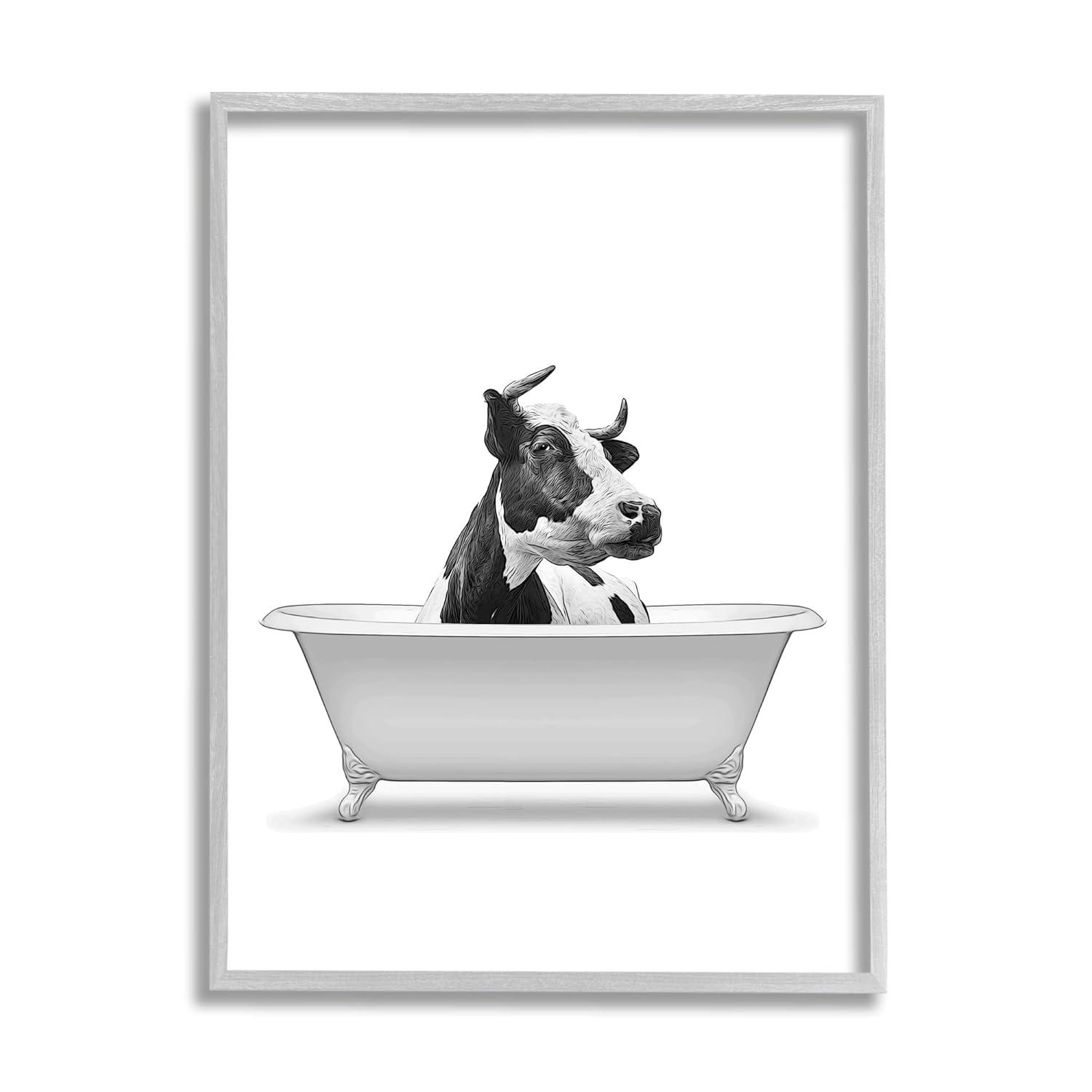 Stupell Industries " Farmhouse Cow Bathtub Portrait " by Annalisa Latella