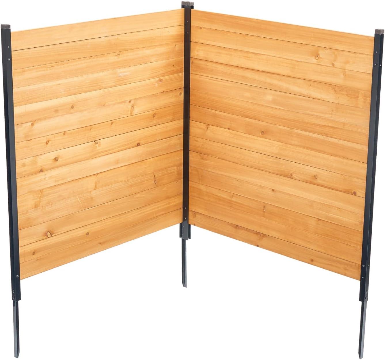 VEVOR Wood Privacy Fence, 38" W x 42" L, 2 Panel Solid Air Conditioner Fence Screen, Pool Equipment Enclosure with Metal Stakes, Easy DIY Installation, Outdoor Trash Can Hider for Garden Decoration