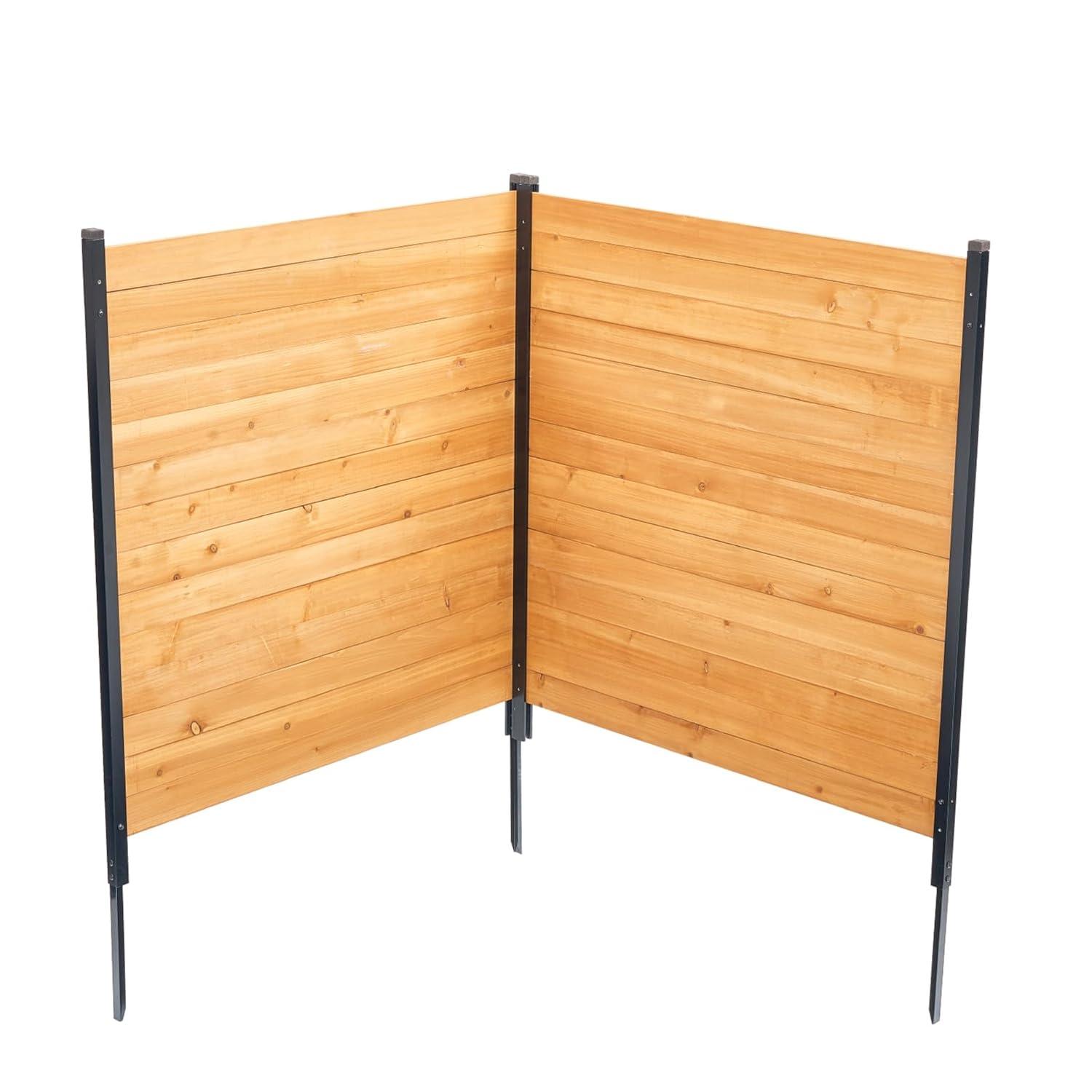VEVOR Wood Privacy Fence, 38" W x 42" L, 2 Panel Solid Air Conditioner Fence Screen, Pool Equipment Enclosure with Metal Stakes, Easy DIY Installation, Outdoor Trash Can Hider for Garden Decoration