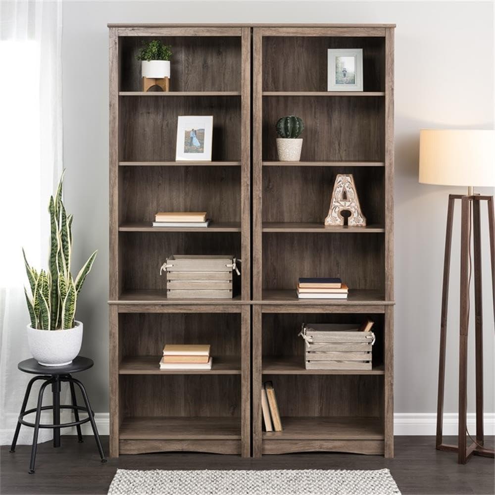 Prepac Tall 6-Shelf Bookcase, Drifted Gray