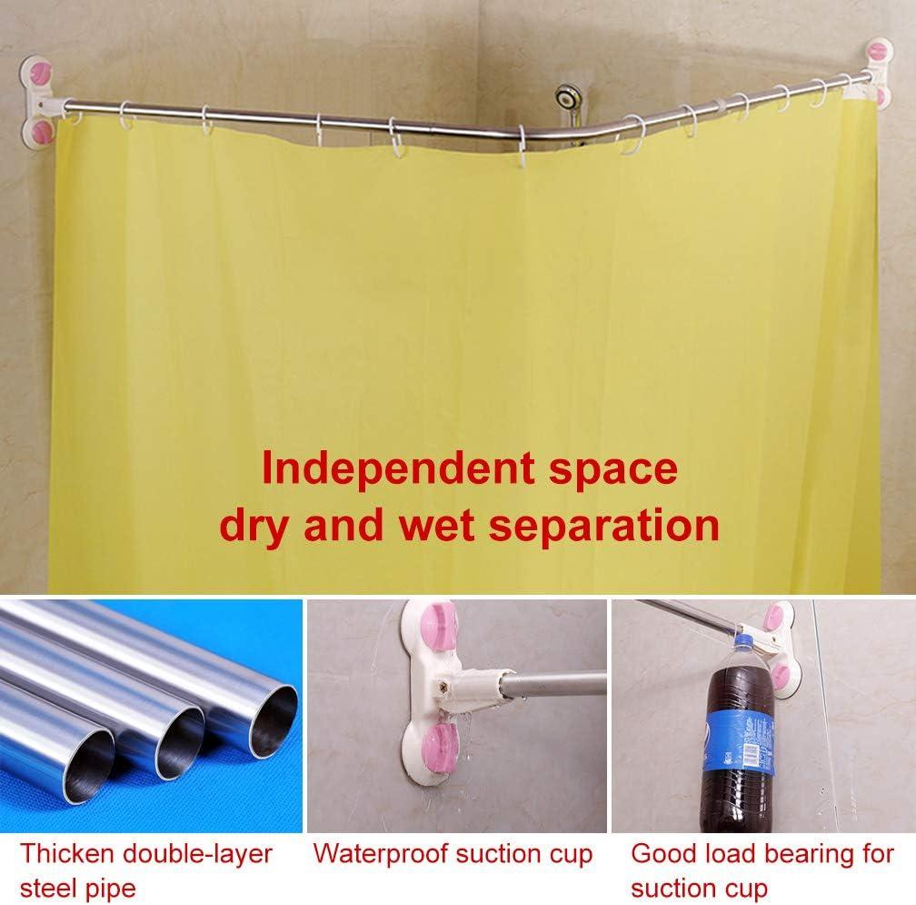 Hershii Curved Corner Shower Curtain Rod Wall Mounted L-Shaped Bathroom Curtain Hanger Pole Decorative Extendable Bathtub Metal Shower Rail Bar 40.15'' x 46.45 ''- 70.86''
