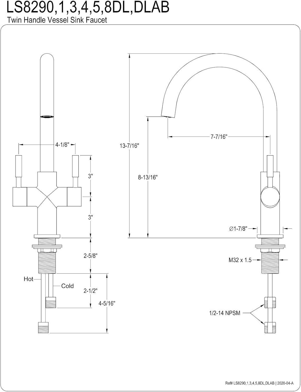 Kingston Brass Concord Two-Handle 1-Hole Deck Mount Vessel Faucet