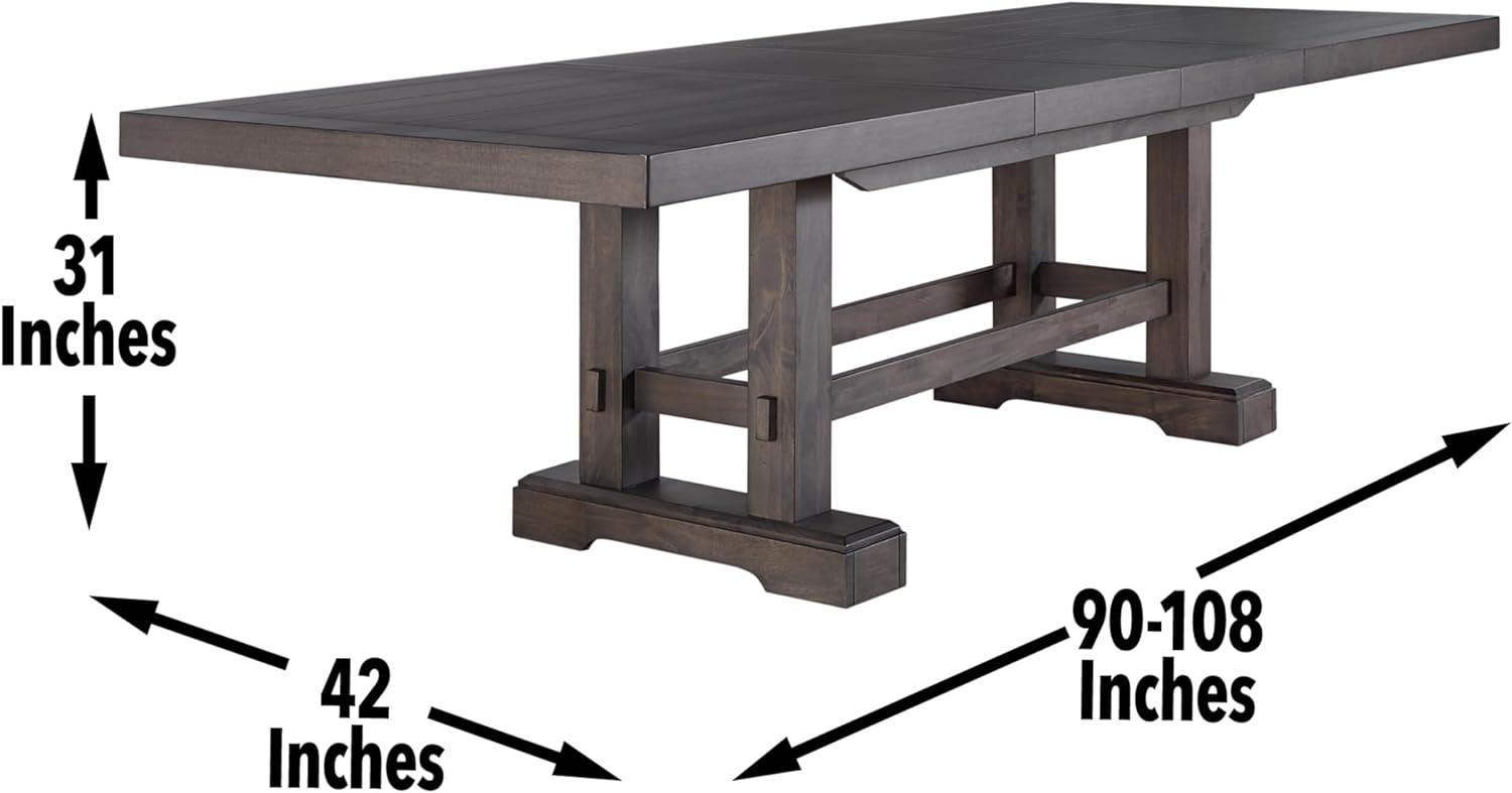 9pc Napa Dining Set Dusky Cedar - Steve Silver Co.: Farmhouse Style, Double Pedestal, Upholstered Chairs