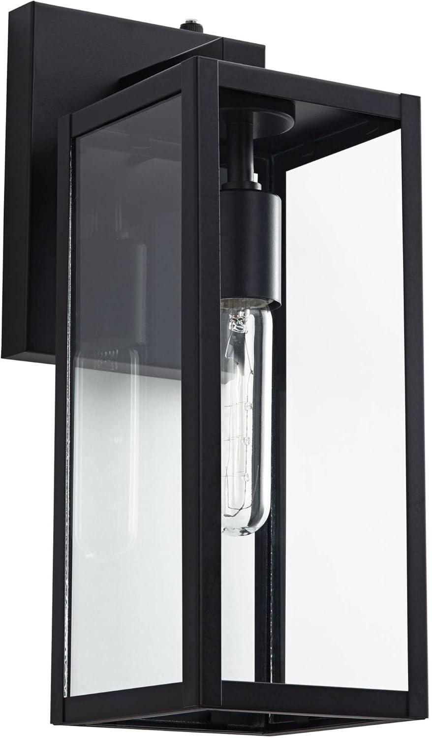 John Timberland Titan Modern Outdoor Wall Light Fixture Mystic Black Dusk to Dawn 14" Clear Glass for Post Exterior Barn Deck House Porch Yard Patio