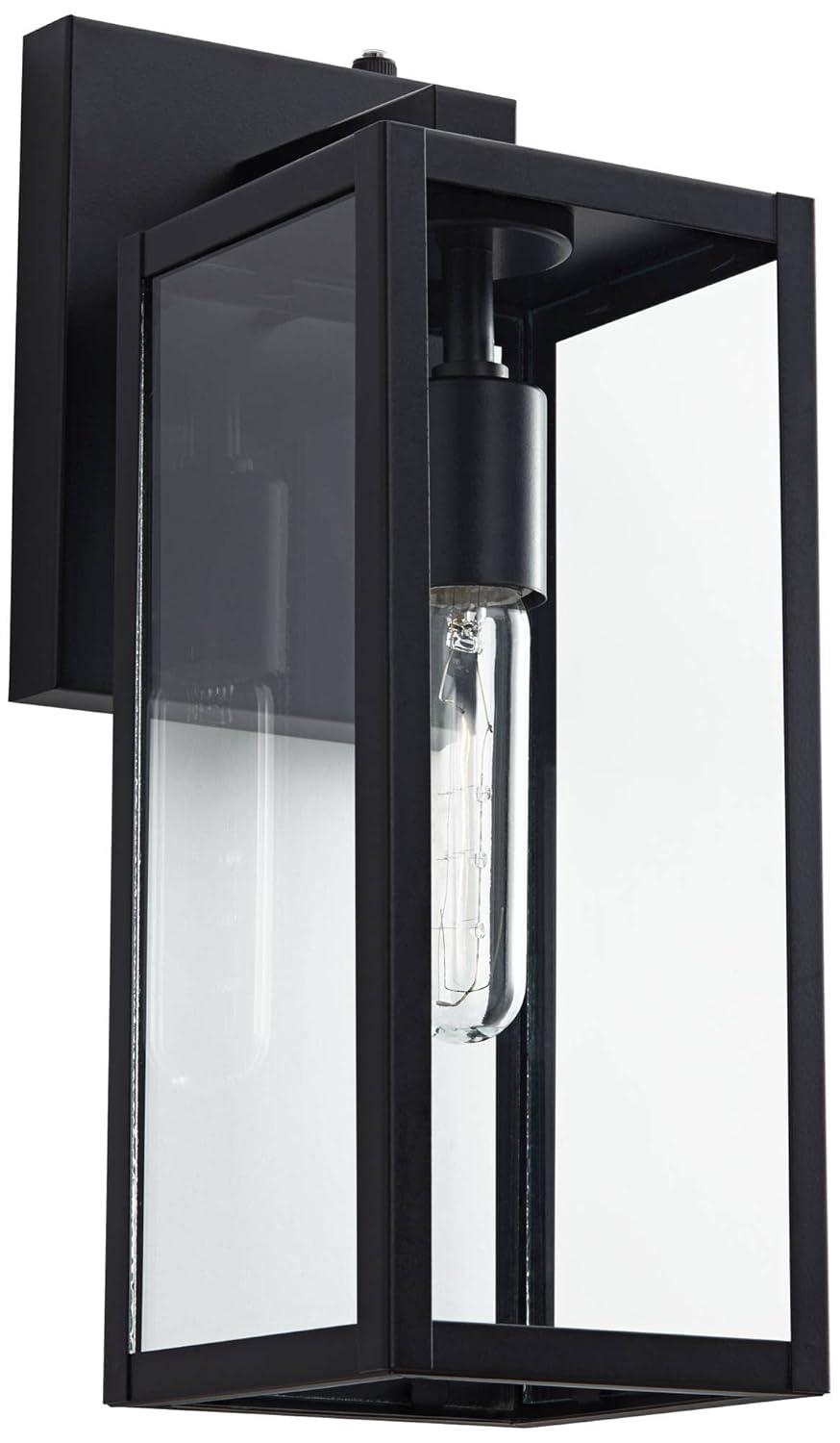 John Timberland Titan Modern Outdoor Wall Light Fixture Mystic Black Dusk to Dawn 14" Clear Glass for Post Exterior Barn Deck House Porch Yard Patio