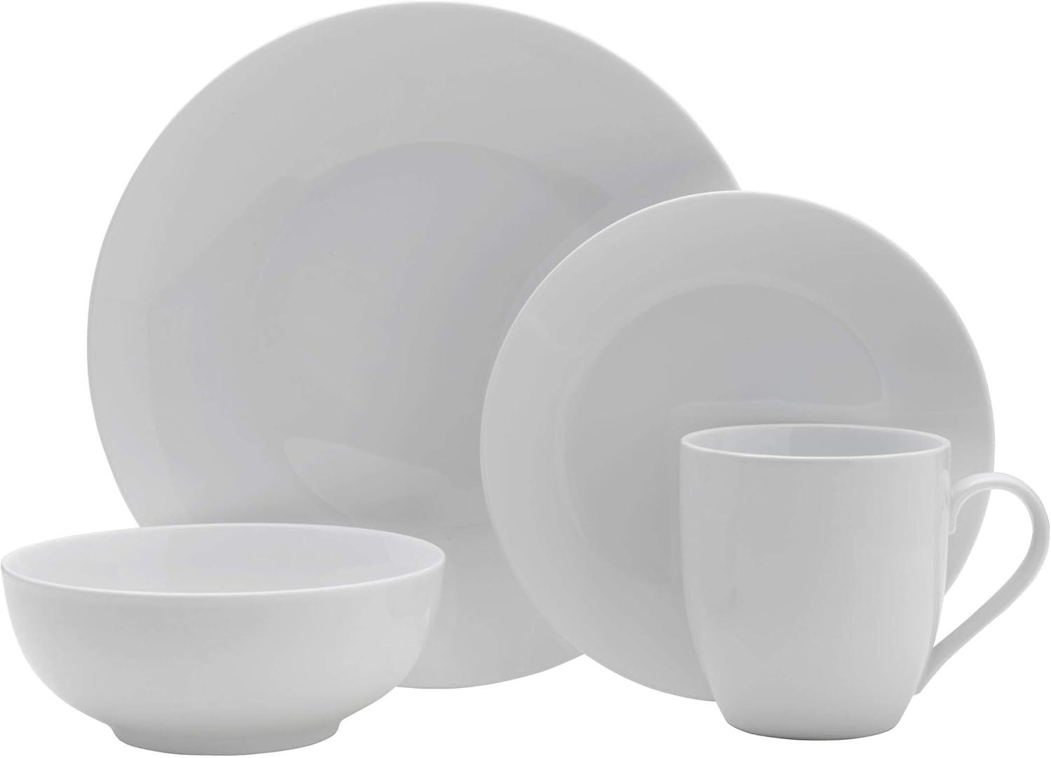 White Porcelain 16-Piece Dinnerware Set for 4