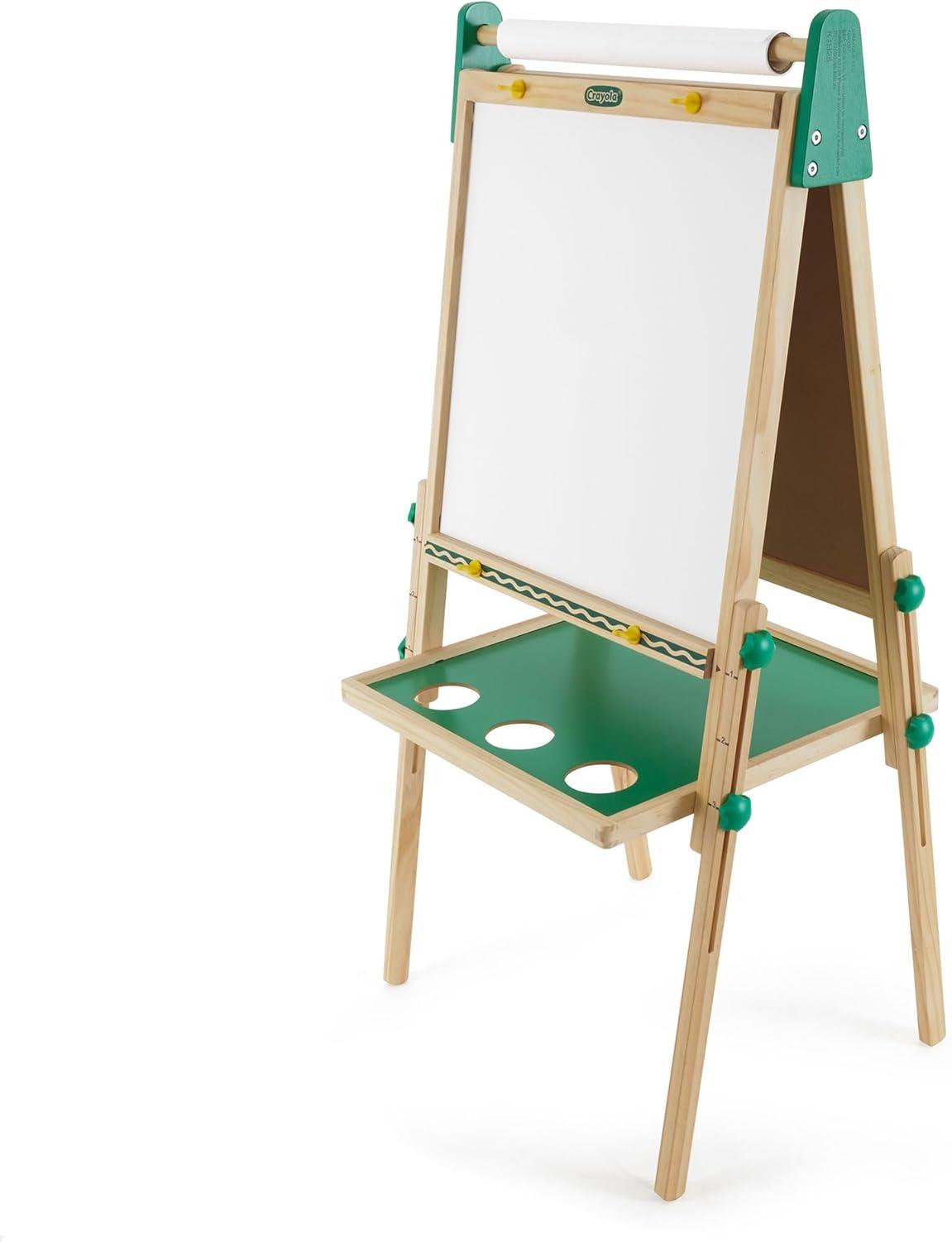 Crayola Kids Dual Sided Wooden Art Easel with Chalk and Dry Erase Markers