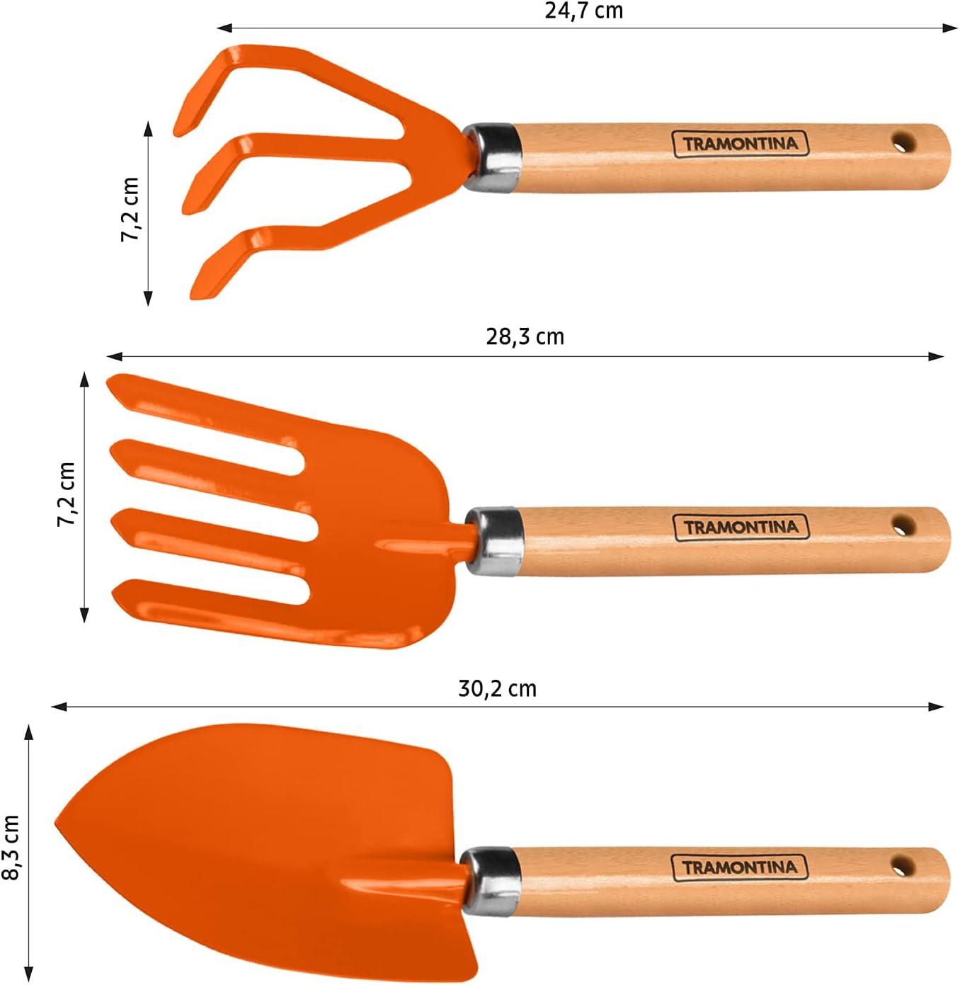 Tramontina 3 Piece Garden Set, Wood Handles, Plastic Packaging