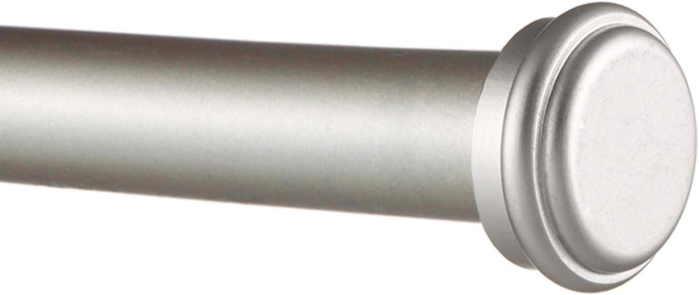 EXCLUSIVE HOME Topper 1" Curtain Rod and Coordinating Finial Set, Matte Silver, Adjustable 36"-72"