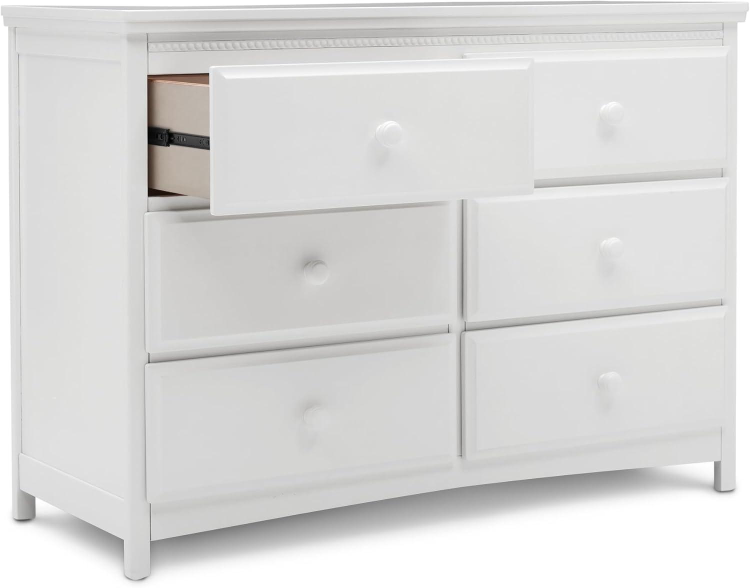 Bianca White 6-Drawer Nursery Dresser with Interlocking Drawers