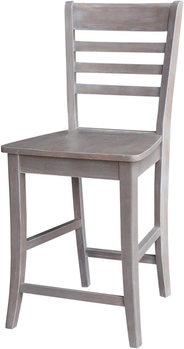 24" Roma Counter Height Barstool Washed Gray Taupe - International Concepts: Solid Wood, Ladder-Back