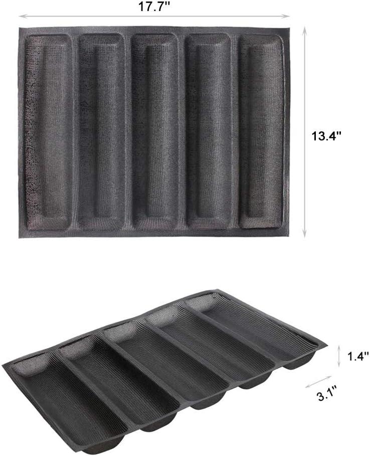 Silicone Perforated Baking Forms Sandwich Mold French Baguette Bread Pan Food Mat 5 Loaf Non-Stick Baking Liners