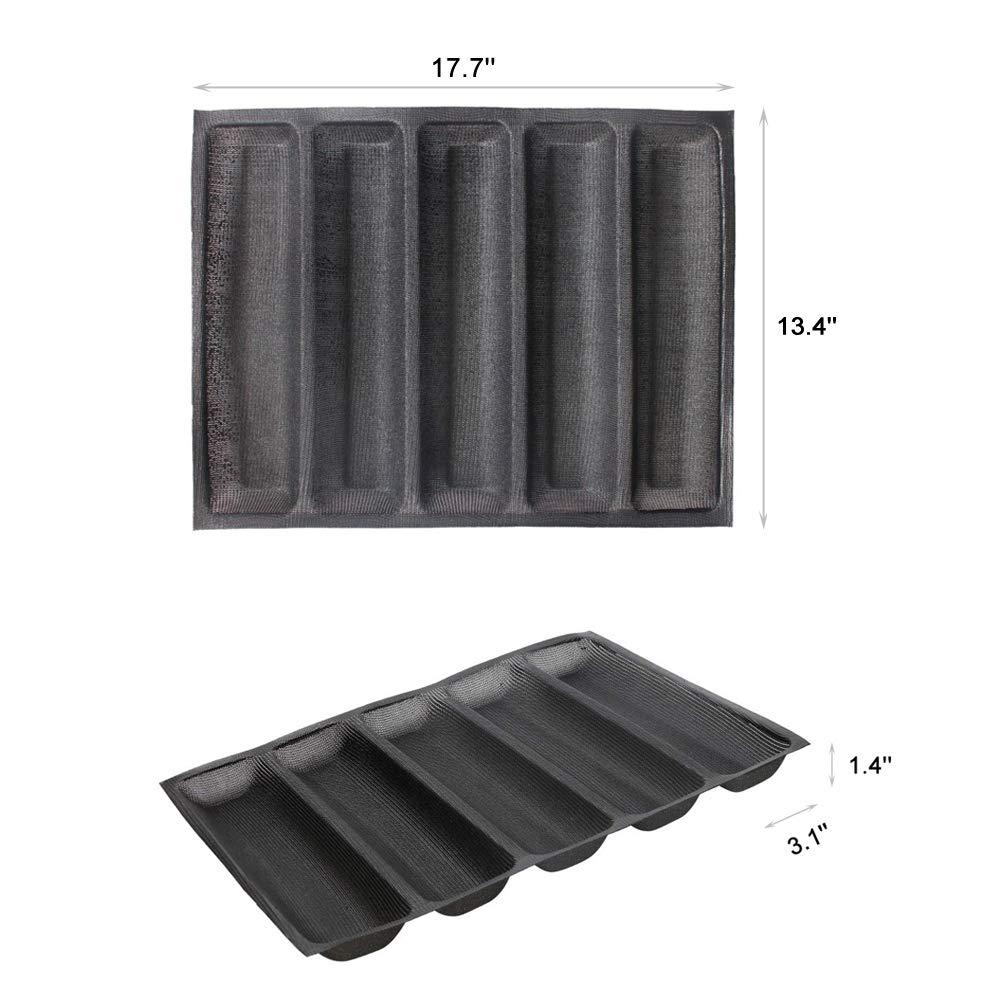 Silicone Perforated Baking Forms Sandwich Mold French Baguette Bread Pan Food Mat 5 Loaf Non-Stick Baking Liners