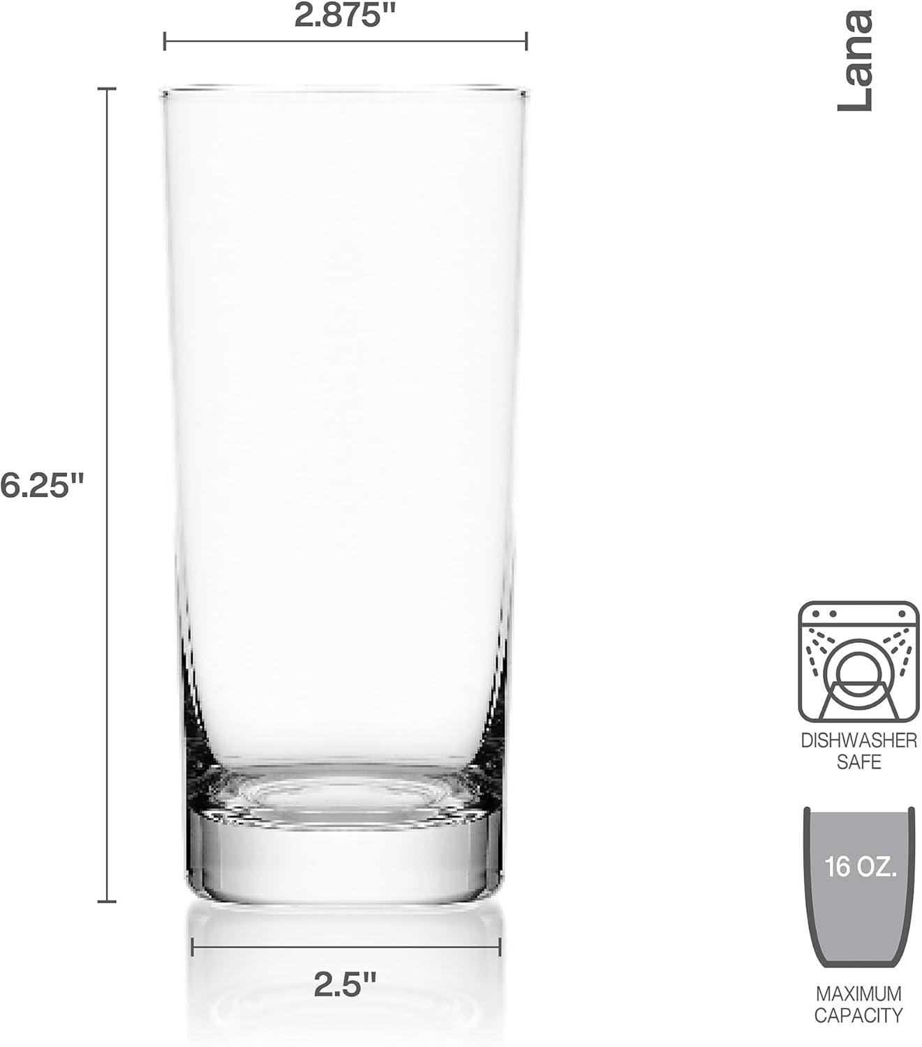 Lana Clear Glass 16 oz. Highball Set of 4