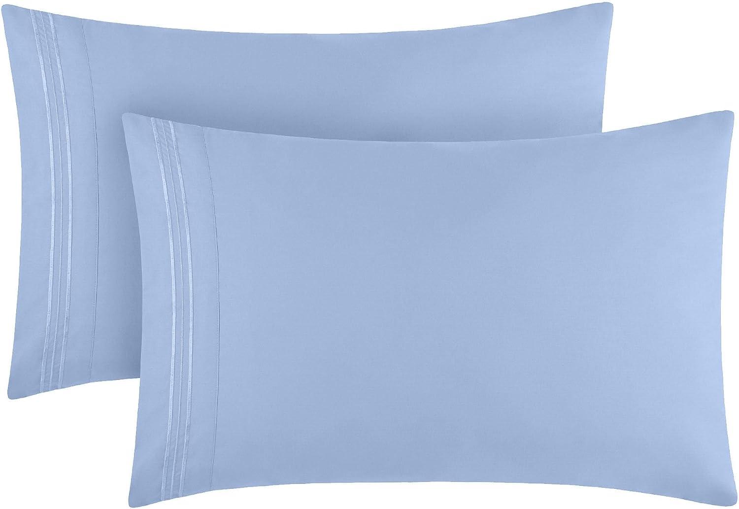 Mellanni Microfiber Pillowcases with Envelope Closure, Standard / Queen, Sky Blue, 2 Count