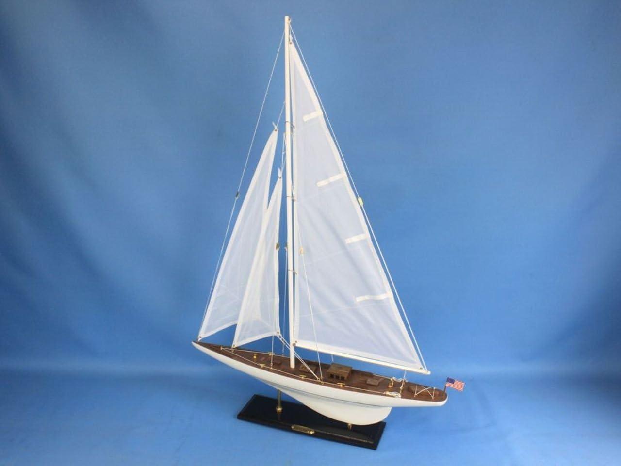 Wooden Intrepid Model Sailboat Decoration - 35 in.