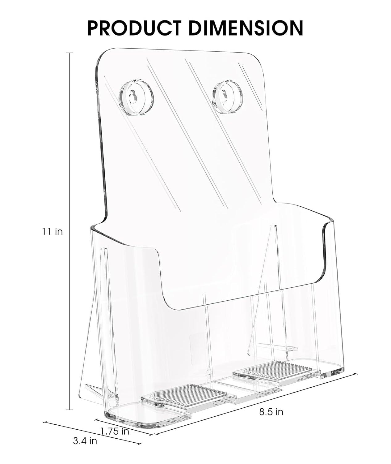 Ktrio Acrylic Brochure Holder 8.5 x 11 inches Plastic Acrylic Literature Holders Clear Flyer Holder Rack Card Holder, Magazine, Pamphlet, Booklet Display Stand Trifold Holder Desk or Wall Mount 2 Pack
