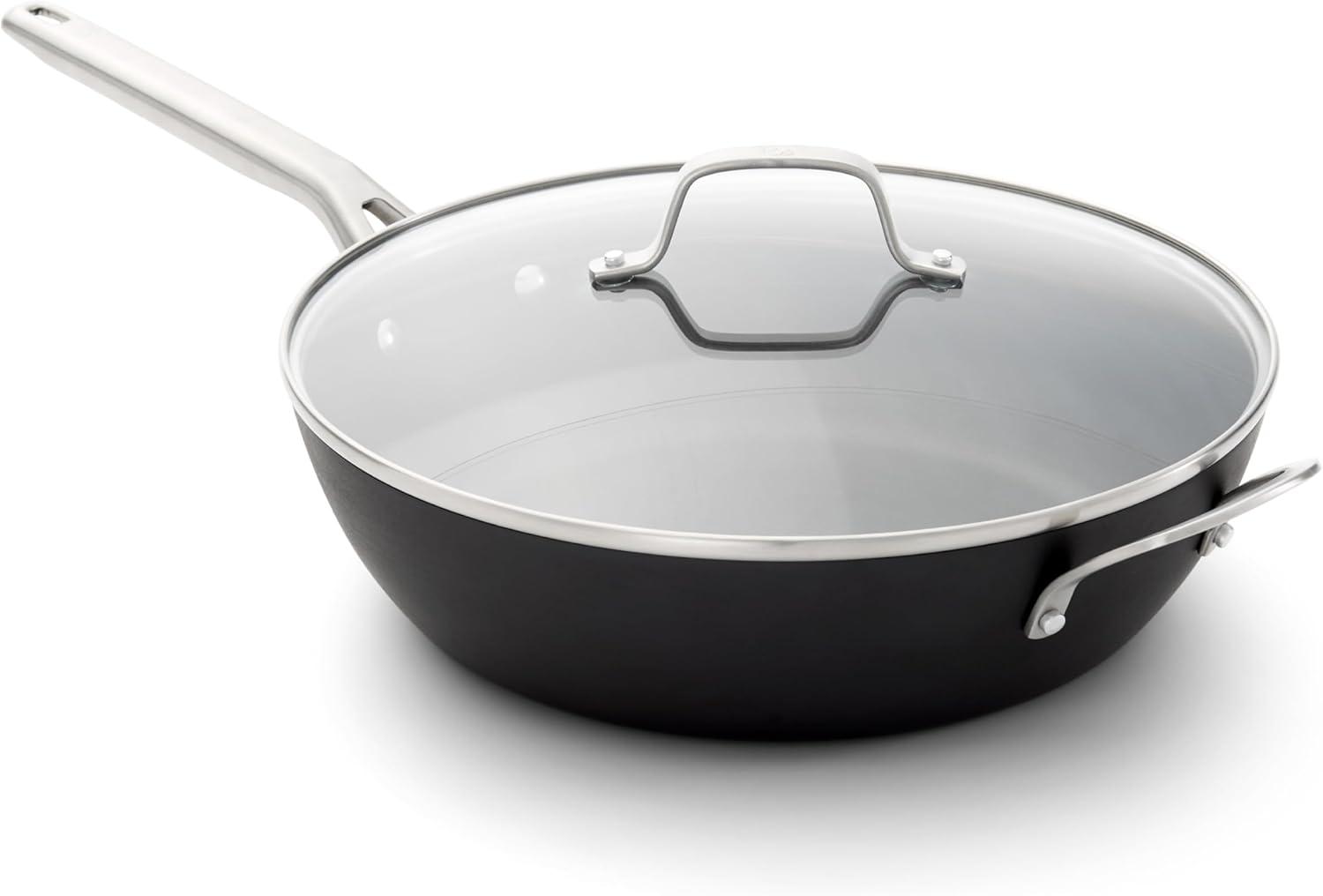 Hard-Anodized Nonstick 12" Jumbo Fry Pan with Glass Lid