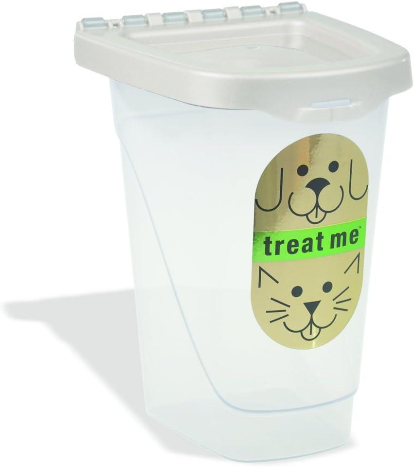 Clear Airtight Plastic Pet Treat Container with Blue Lid