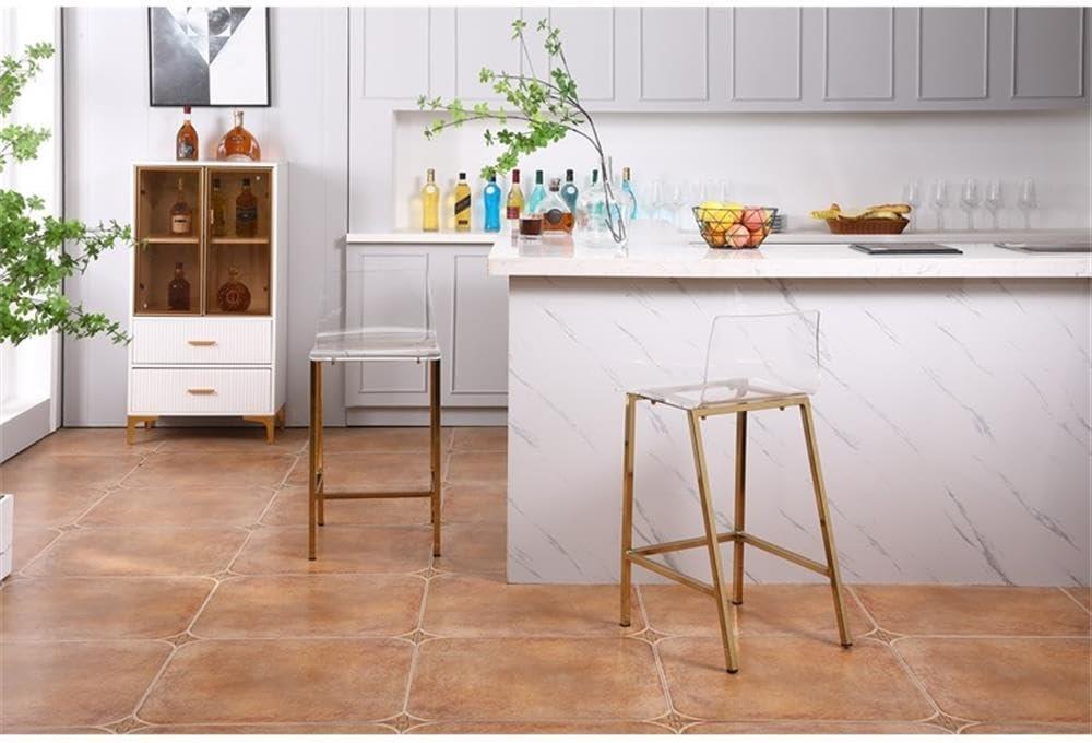 Pemberly Row Silver Orchid Lind Acrylic Low Back Counter Stool In Gold