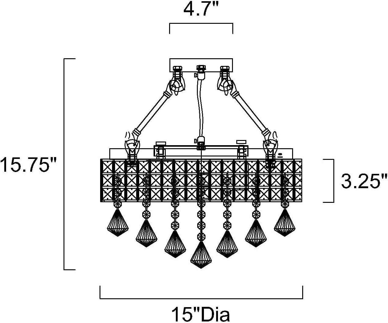 Edvivi Lighting Chrome 4-Light Beaded Drum Crystal Semi Flush Mount