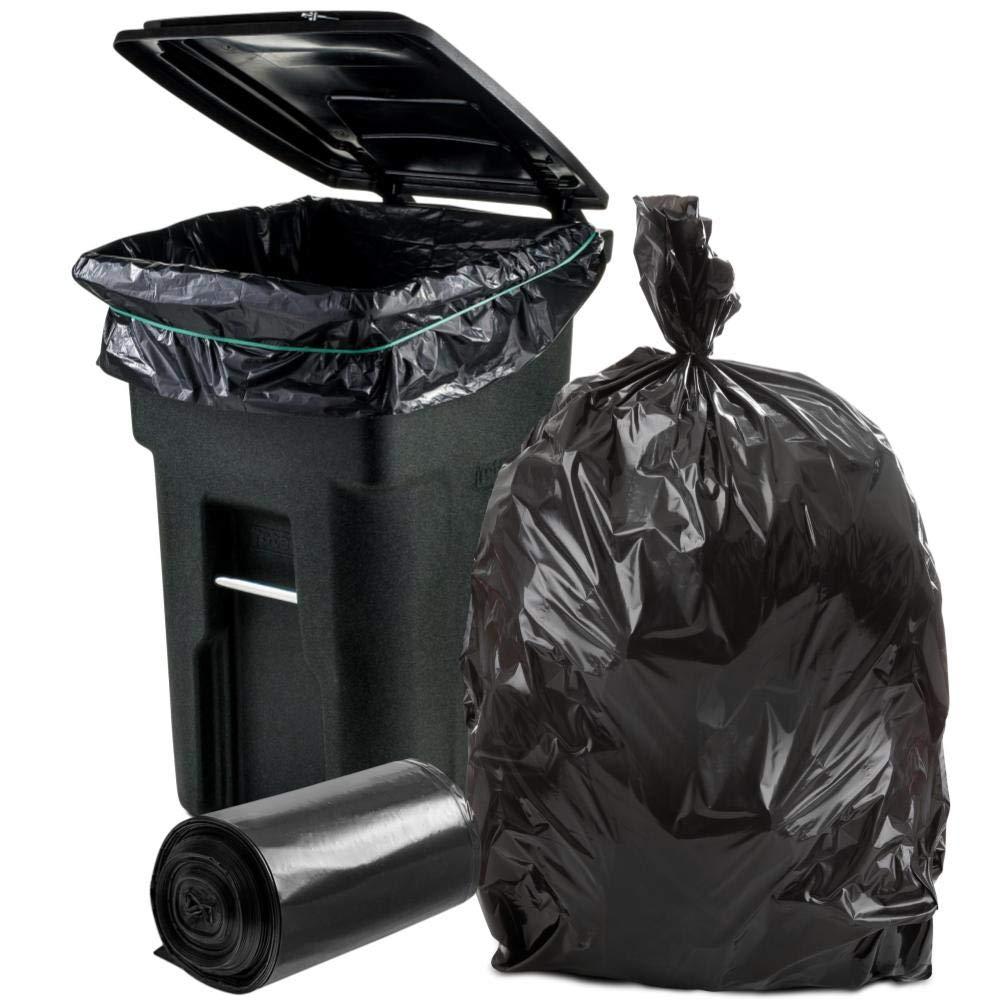 Plasticplace 64-65 Gallon Trash Can Liners for Toter, 1.2 Mil, Black, 50'' x 60'' (25 Count)