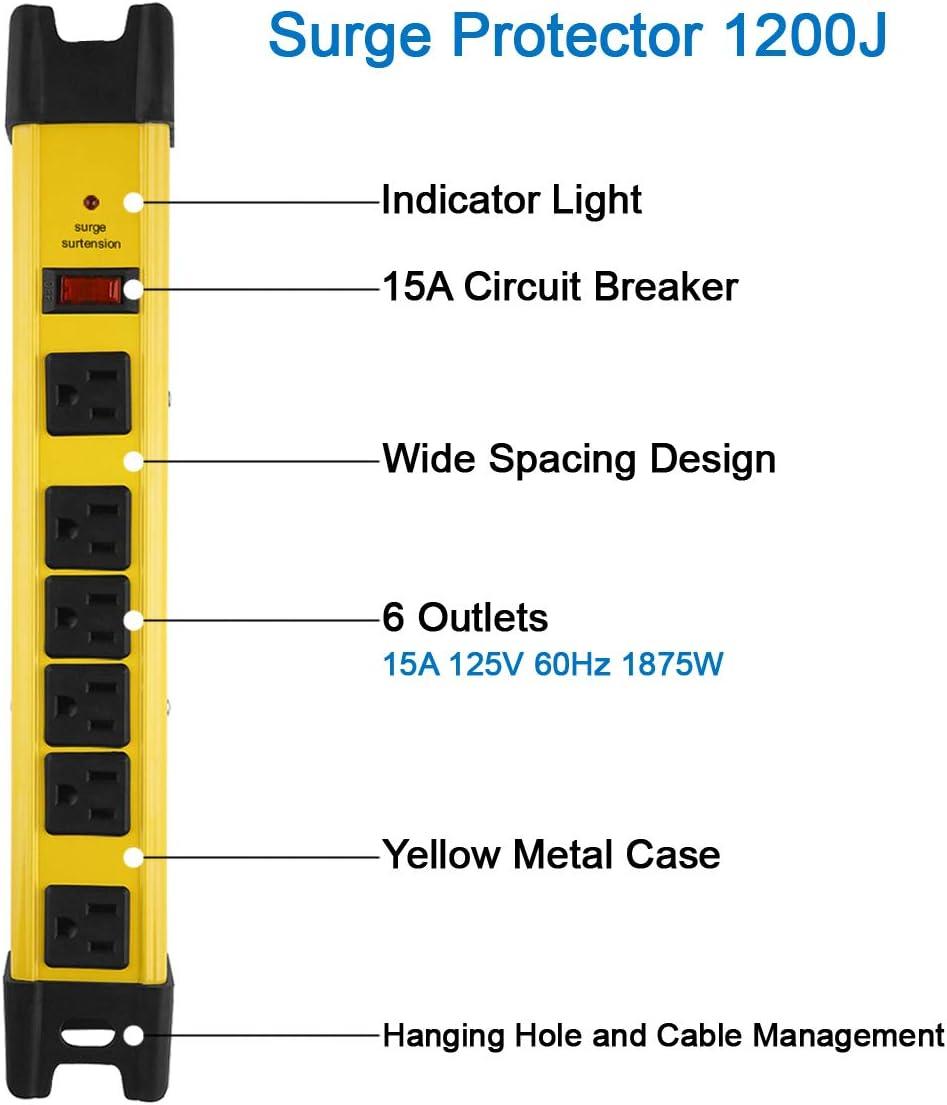 Strongway 6-Outlet Steel Power Strip, 14/3 Ga., 15 Amps