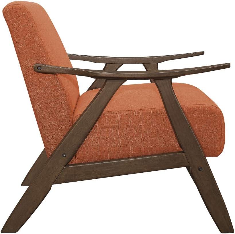 Lexicon Damala Collection Retro Inspired Wood Frame Accent Chair Seat, Orange