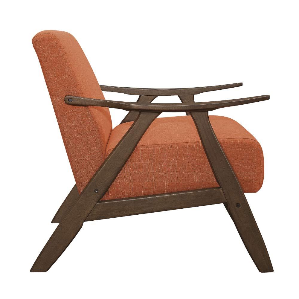 Lexicon Damala Collection Retro Inspired Wood Frame Accent Chair Seat, Orange