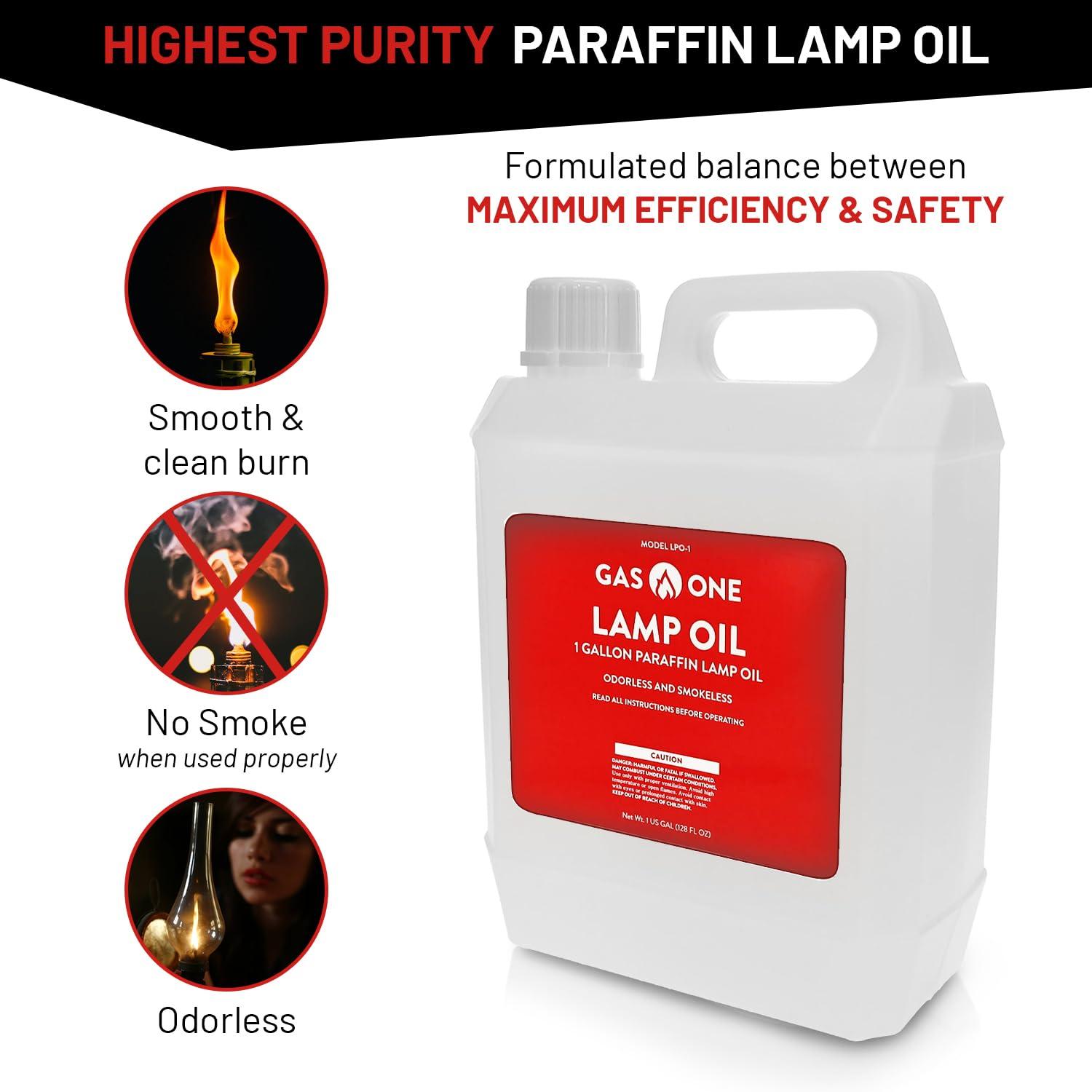 GasOne 1 Gallon Liquid Paraffin Lamp Oil – Multifunctional Lamp Oil Smokeless Odorless Indoor Ideal for Lamps, Lanterns, Tiki Torch – Safe Packaging