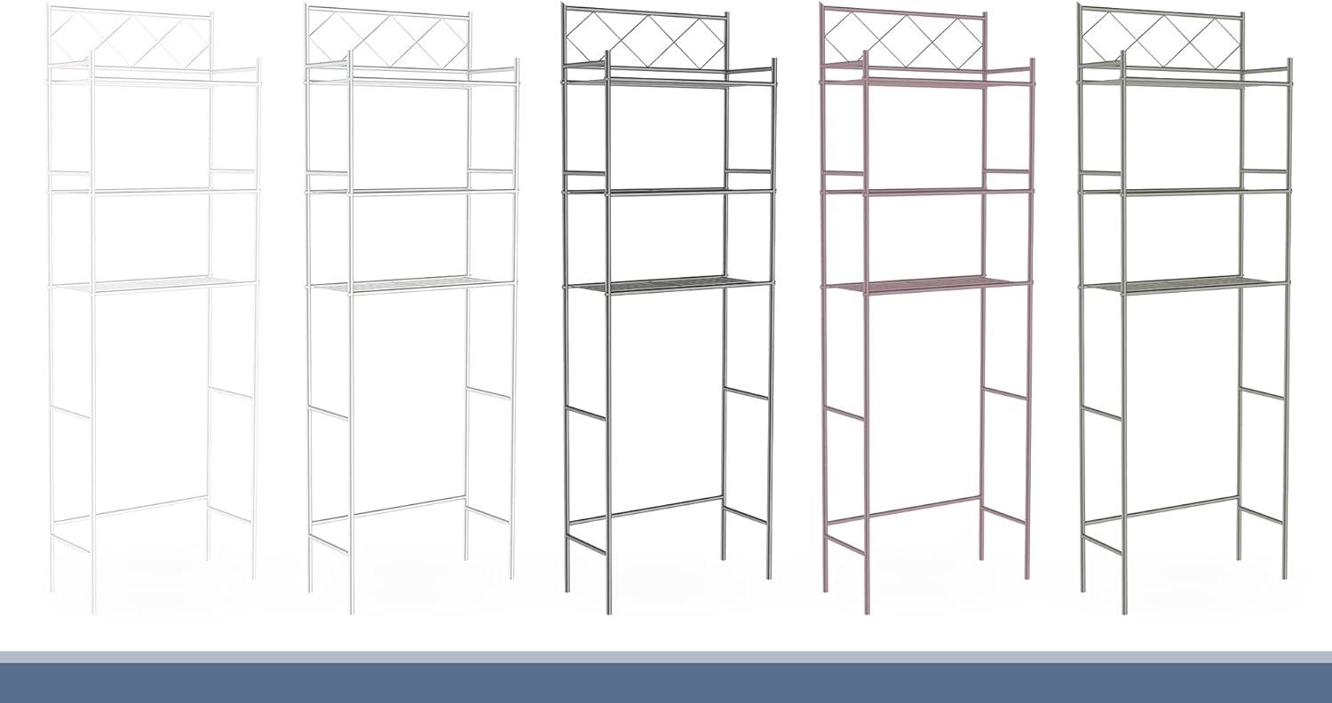 Metal Over The Toilet Space Saver and Organizer White - J&V TEXTILES: Powder-Coated Stainless Steel, 3 Fixed Shelves