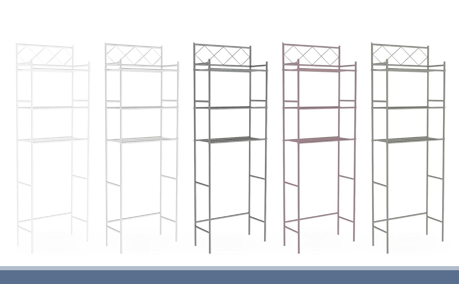 Metal Over The Toilet Space Saver and Organizer White - J&V TEXTILES: Powder-Coated Stainless Steel, 3 Fixed Shelves