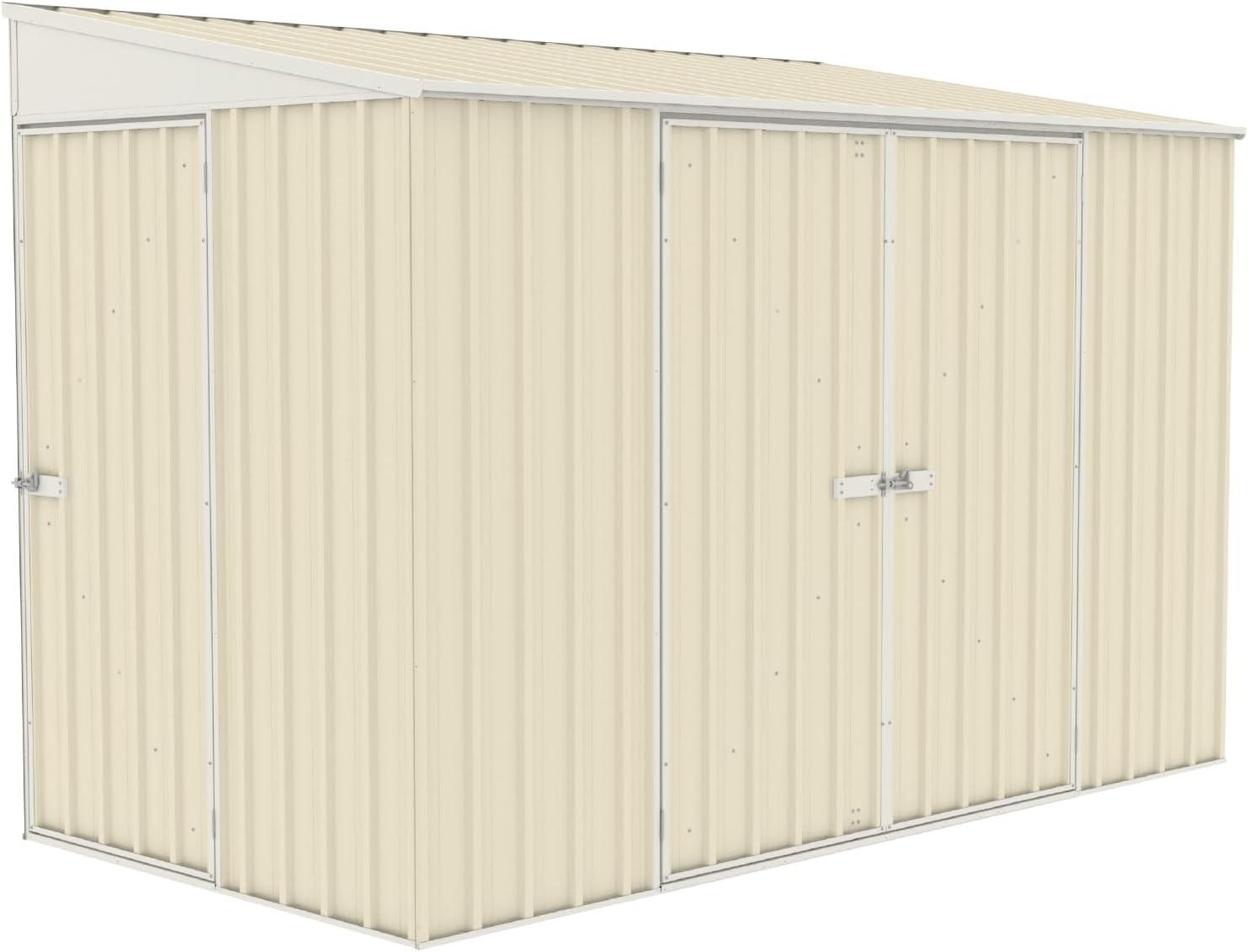 Absco Durango 10 Ft. x 5 Ft. Metal Bike Shed, Steel Utility Tool Shed, Outdoor Storage for Backyard, Lawn, Bikes, 50 Sq. Ft., Classic Cream