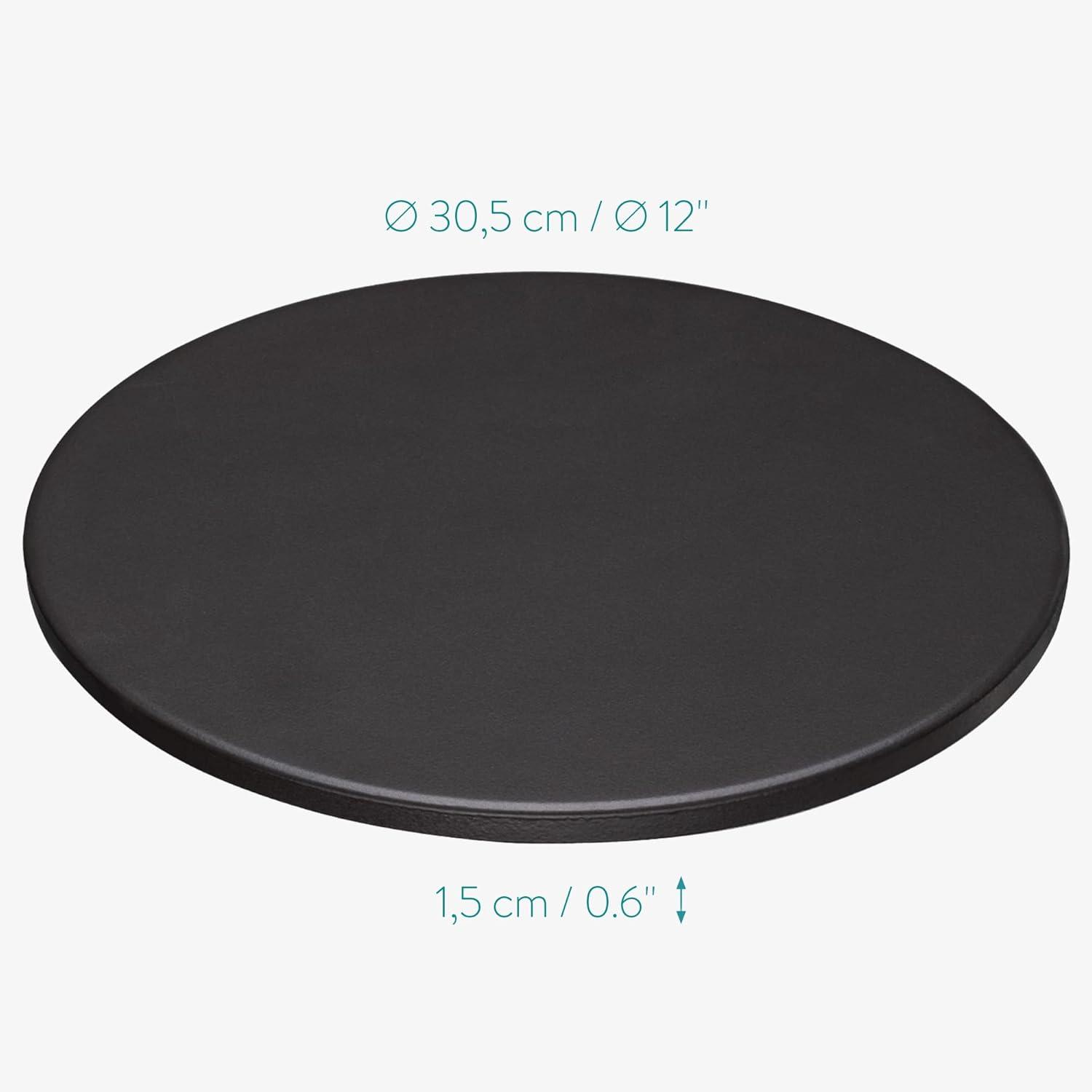 Navaris XL Pizza Stone for Baking - Glazed Square Cordierite Stone Plate for BBQ Grill Oven, Bake Serve Bread - Incl. Recipe Book - 15" x 11.8" x 0.6"